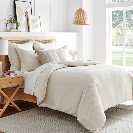 Levtex Reede Muslin Duvet Set Cream King NEW MSRP $169