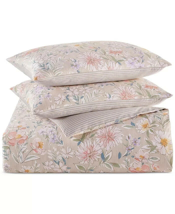 Charter Club Border Garden Comforter Set Twin Beige Floral MSRP $170