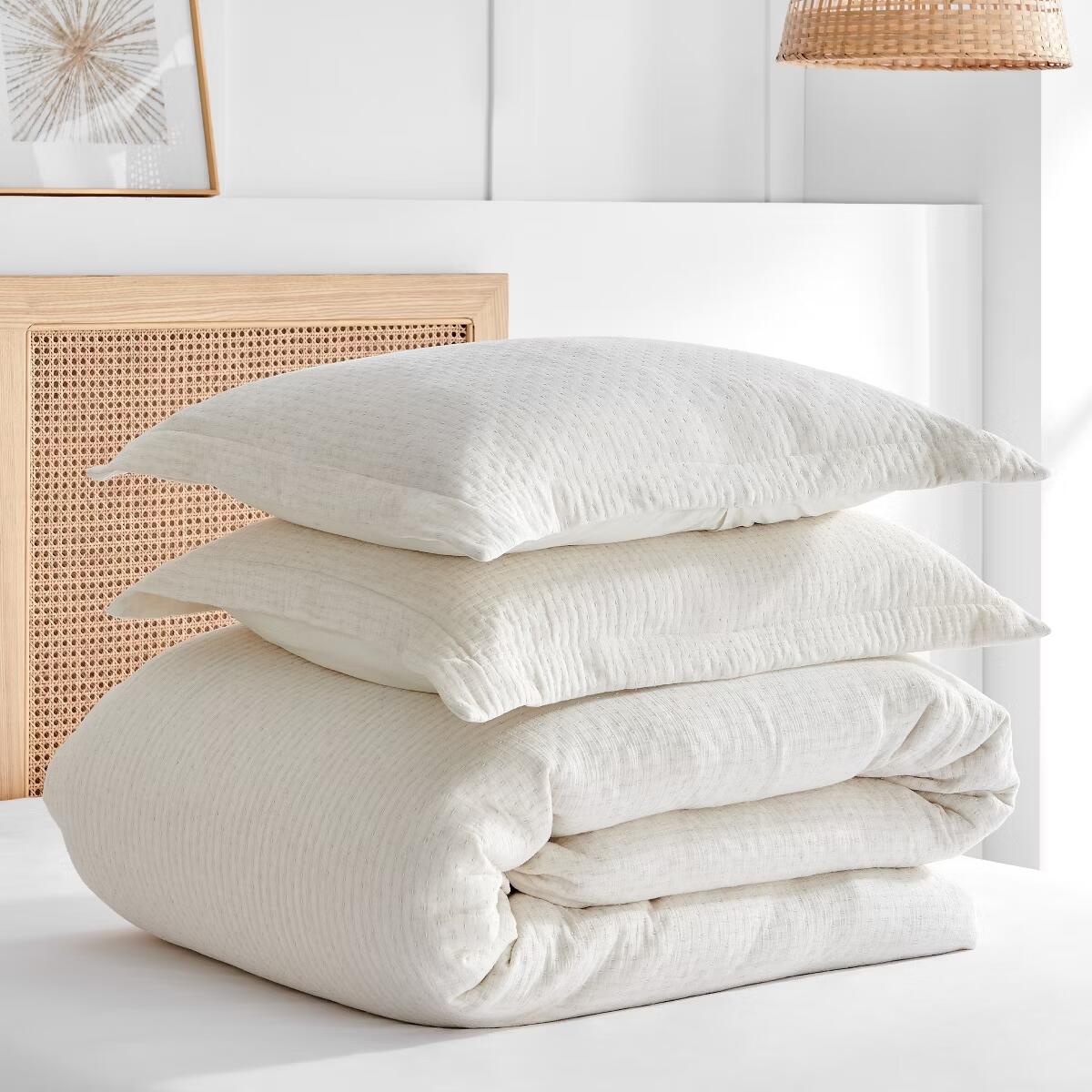 Levtex Reede Muslin Duvet Set Cream King NEW MSRP $169