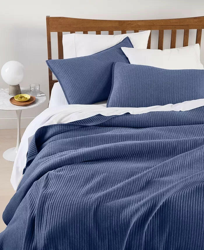 Arch Studio Heathered Jersey Quilt Set Blue Full Queen 3 Pc $140