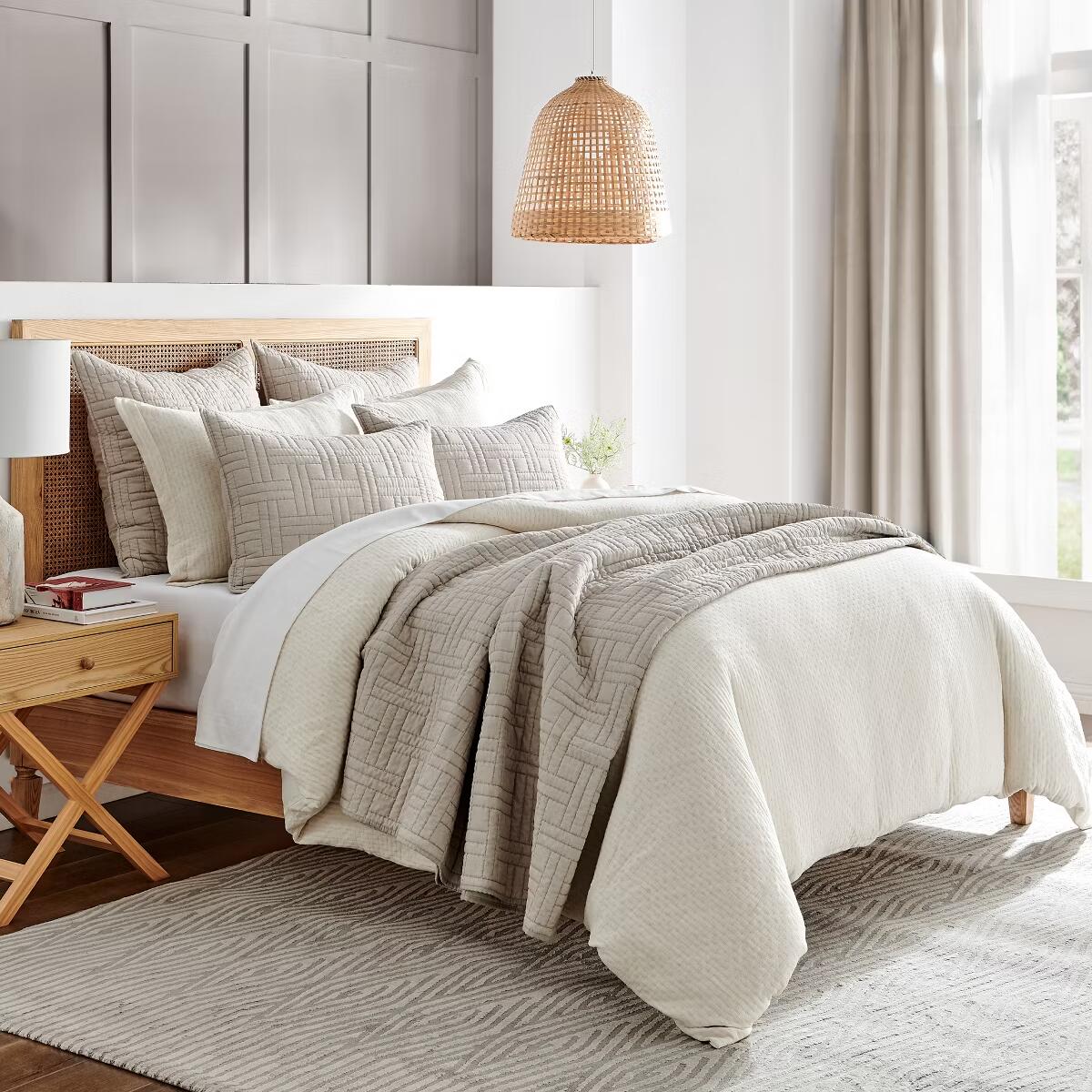 Levtex Reede Muslin Duvet Set Cream King NEW MSRP $169
