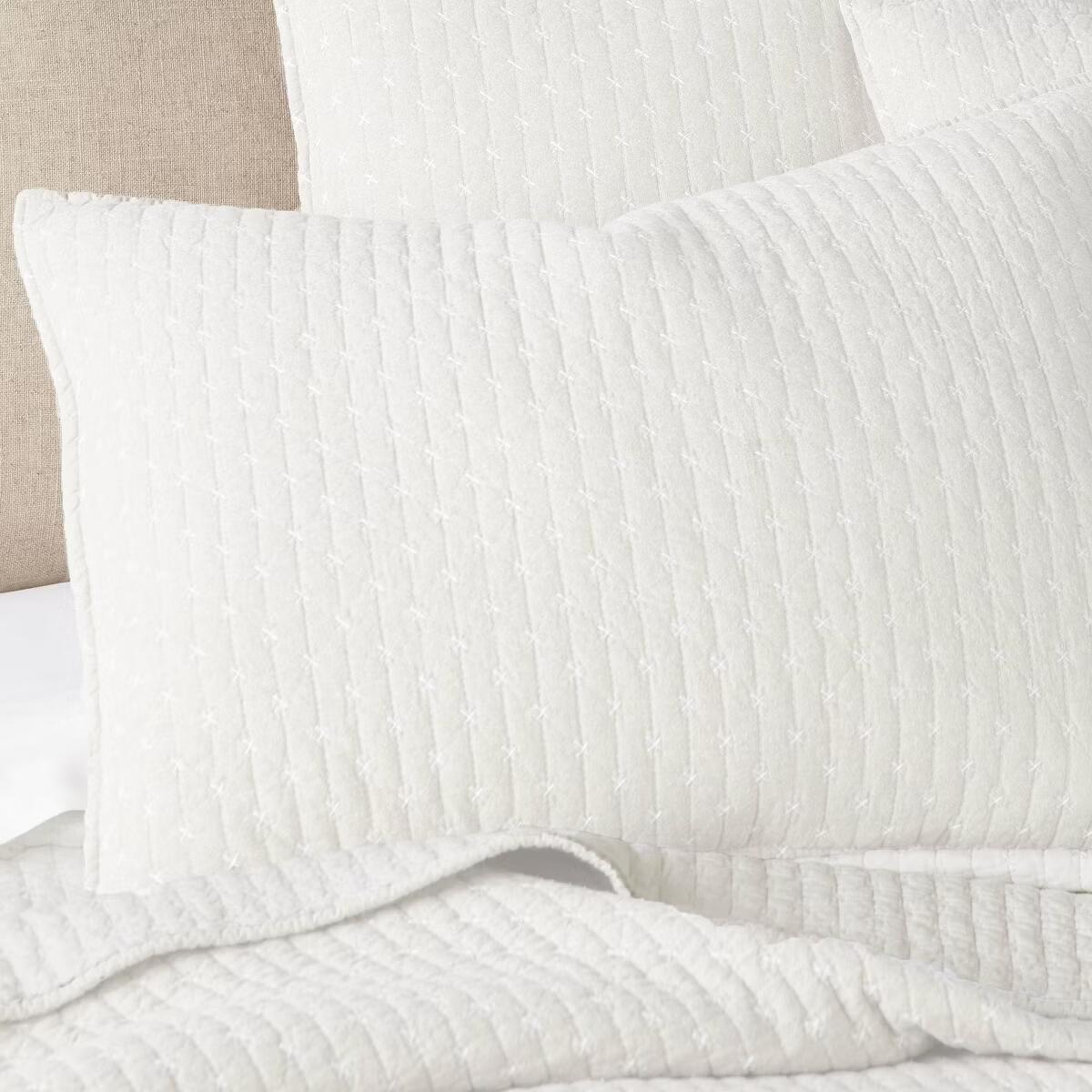 Industrial Shop Solid Quilt and Sham Set King Cream NEW $140.99