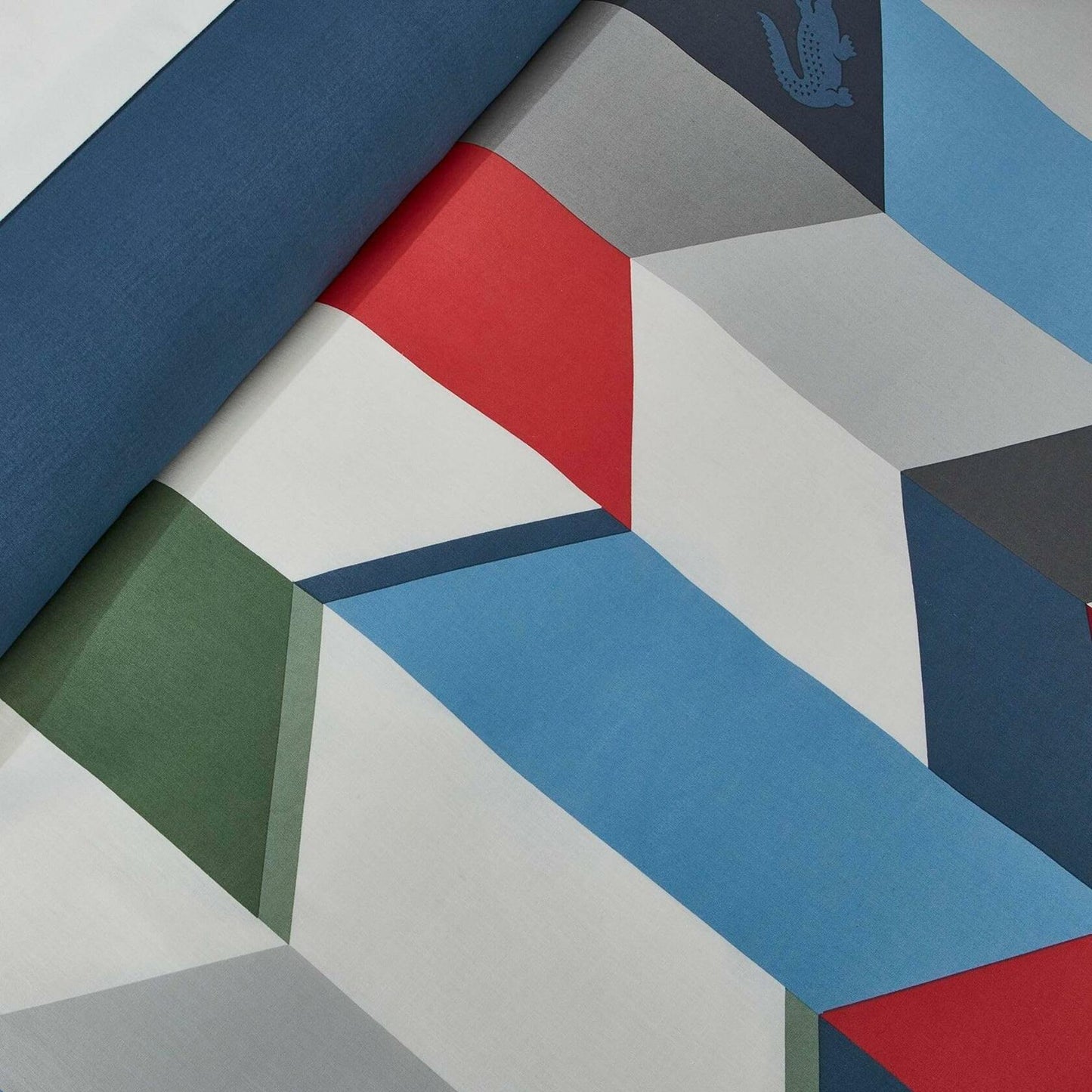 Lacoste Beaumont Geometric Comforter Set King Navy Multi 3PC $270