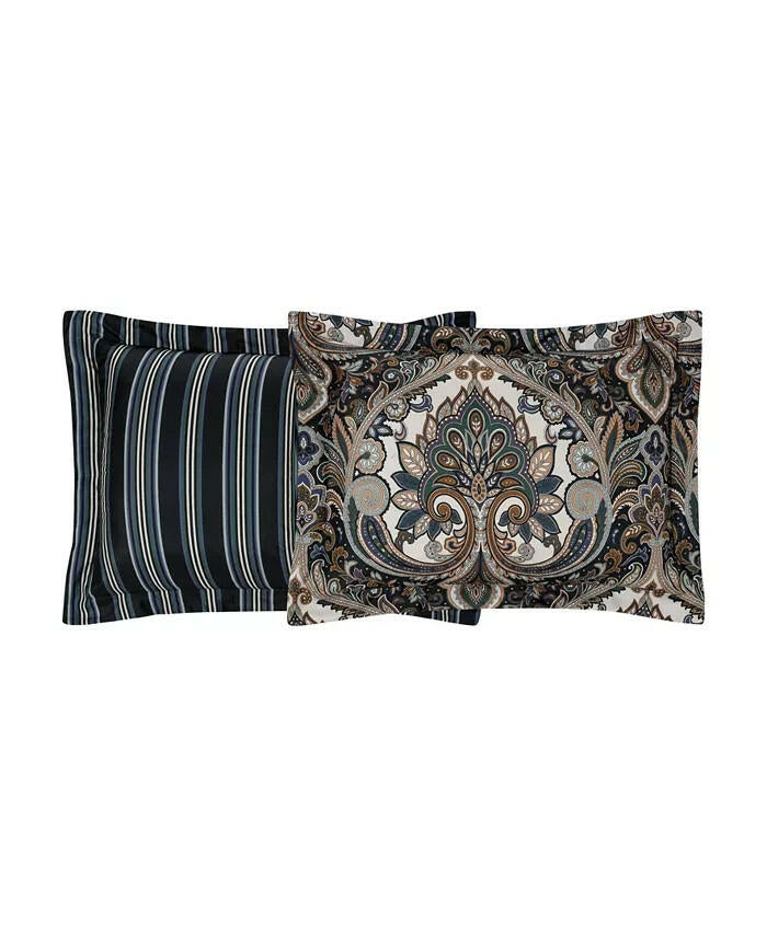 Isabella Fairfield Comforter Set 6PC Twin Comforter and Sheets Navy Damask $100