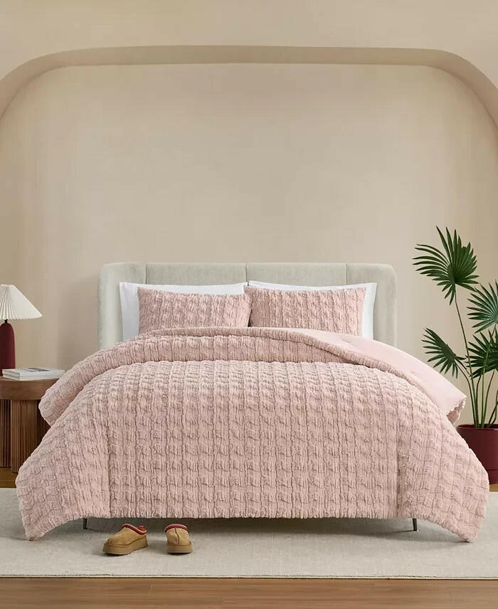 UGG Denai Faux Fur Reversible Comforter Set Full Queen Pink $170