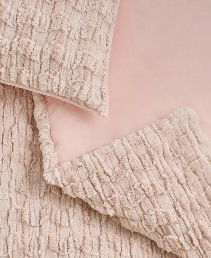 UGG Denai Faux Fur Reversible Comforter Set Full Queen Pink $170