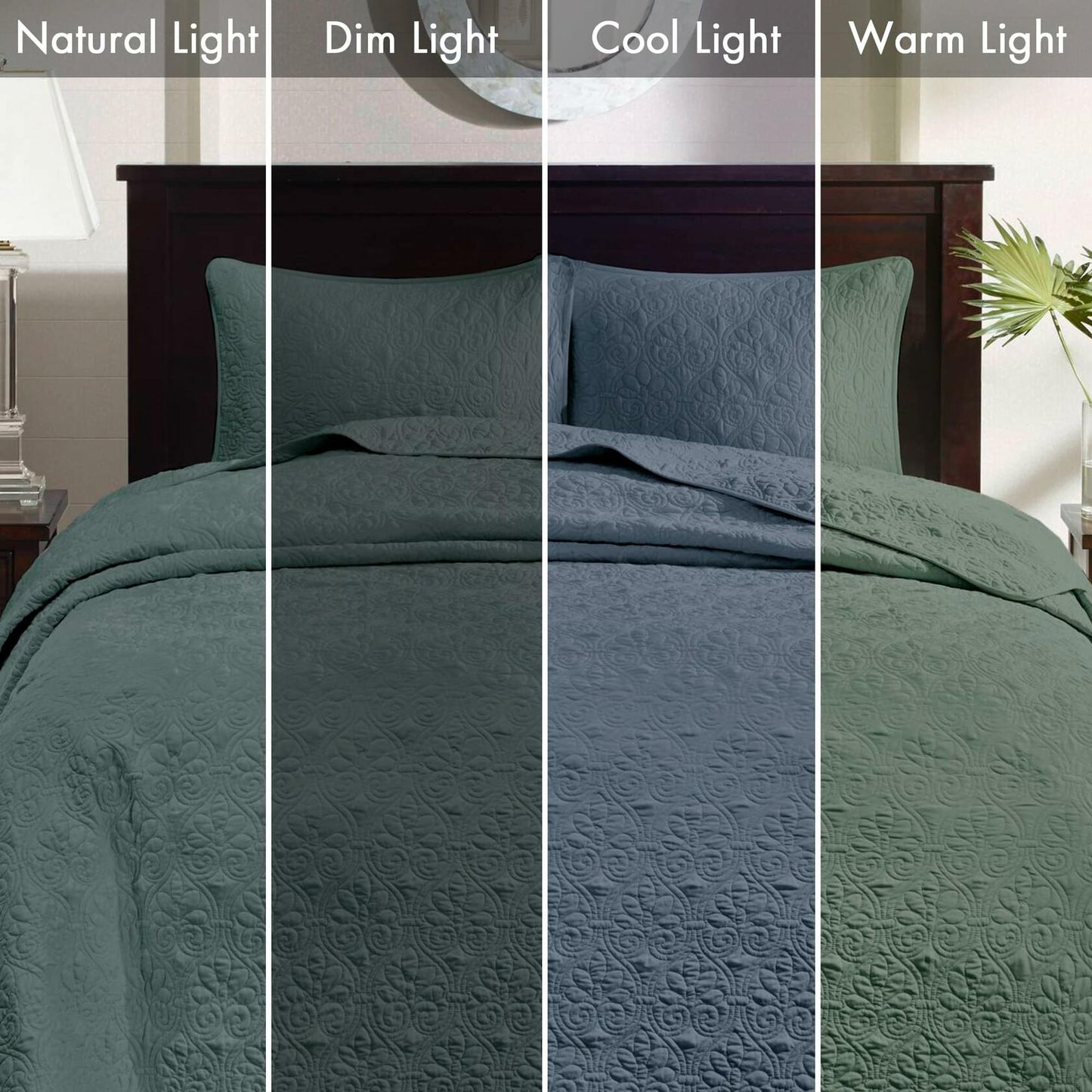 Madison Park Quebec Reversible Damask Bedspread Queen Green 3PC $198