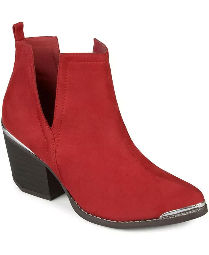 Journee Collection Issla Block Heel Western Bootie Red 9 New $89