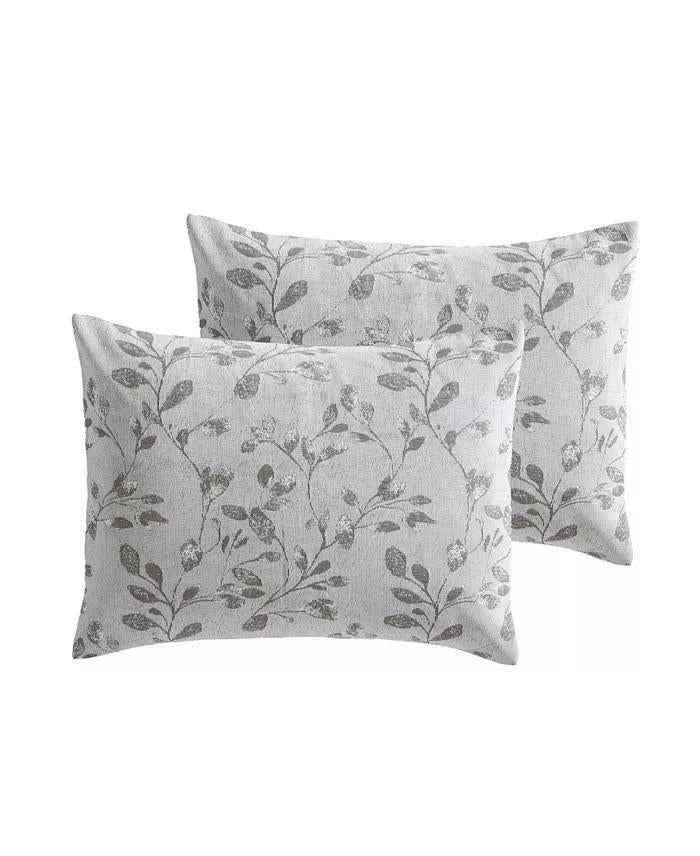 Lisandra Botanical 9 Piece Queen Comforter Set Mocha Leaf Design MSRP $250