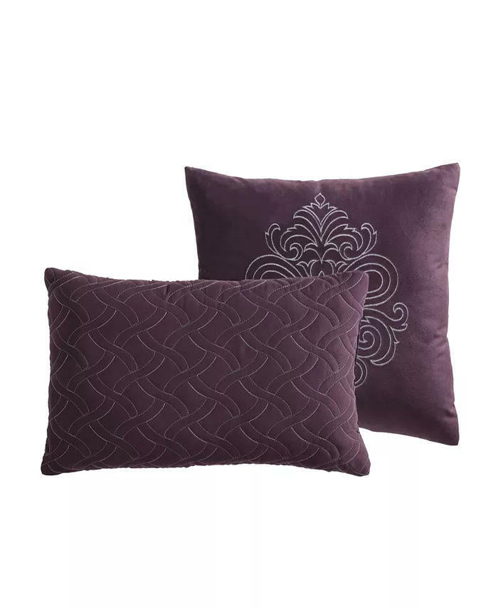 Morado Damask 9 Piece King Comforter Set Purple Gray Medium Warmth MSRP $280