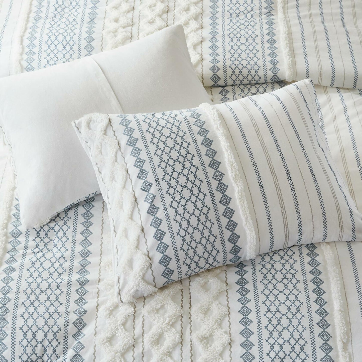INK+IVY Imani 3 Piece Cotton Duvet Cover Set Full Queen with Shams MSRP $260