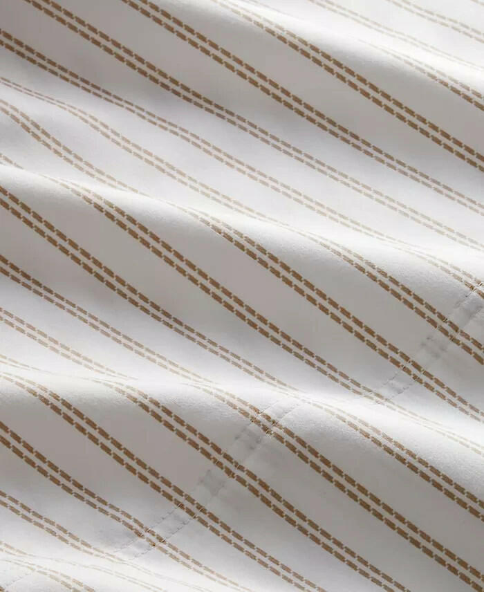 Charter Club 550 Thread Count Queen Sheet Set Tan White Stripe Cotton MSRP $170