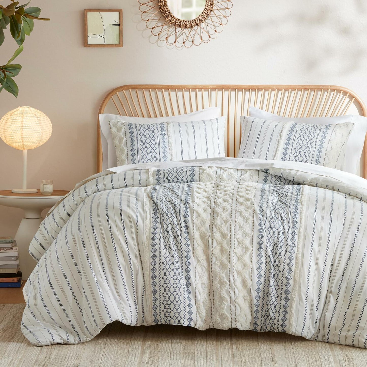 INK+IVY Imani 3 Piece Cotton Duvet Cover Set Full Queen with Shams MSRP $260