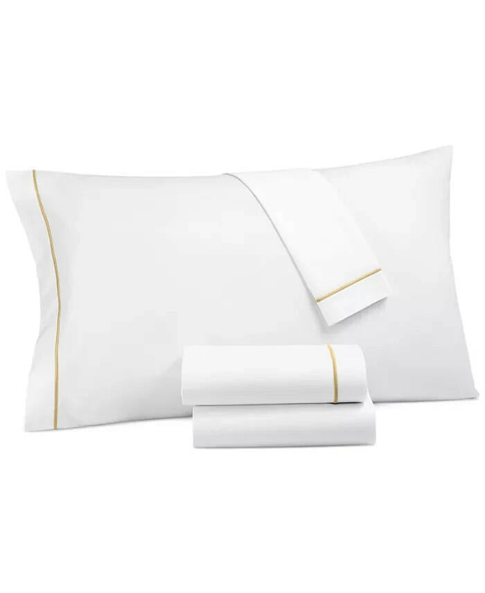 Hotel Collection Italian Percale Cotton King Sheet Set Soft Gold MSRP $500
