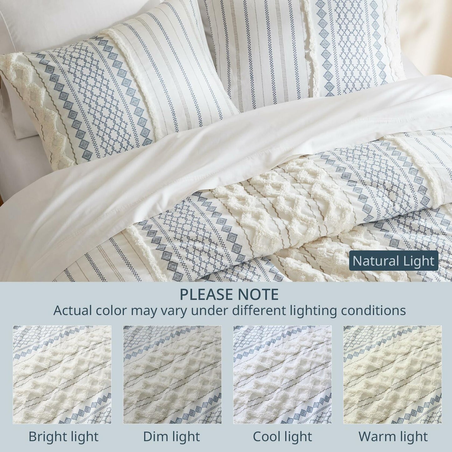 INK+IVY Imani 3 Piece Cotton Duvet Cover Set Full Queen with Shams MSRP $260