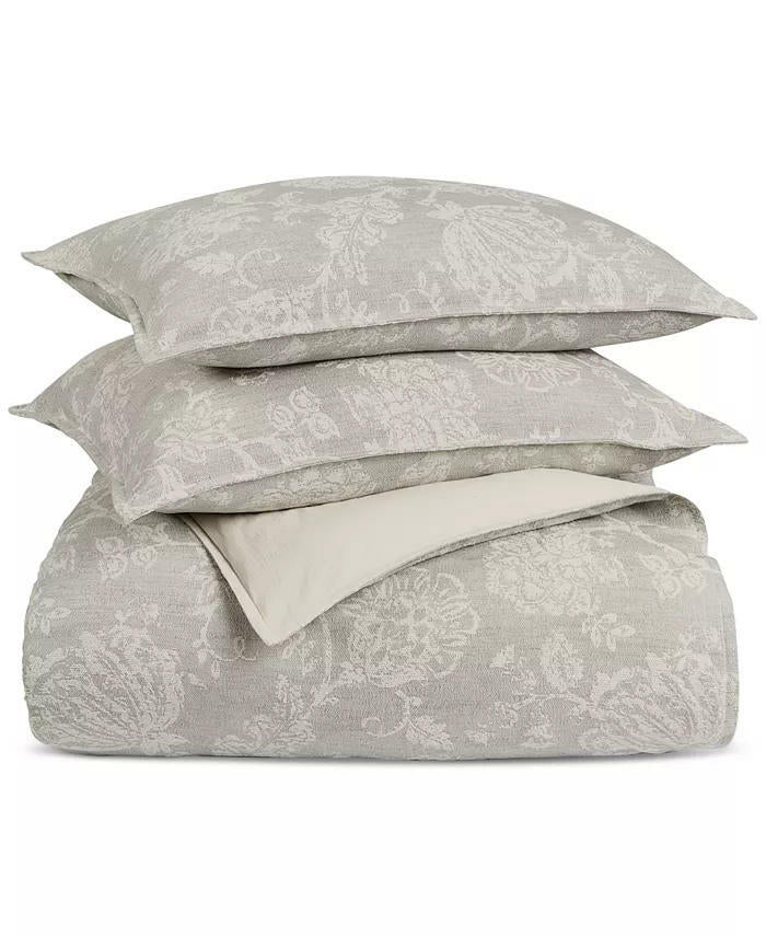 Charter Club Jacobean Chenille Duvet Set Full Queen Beige 3 Piece $350
