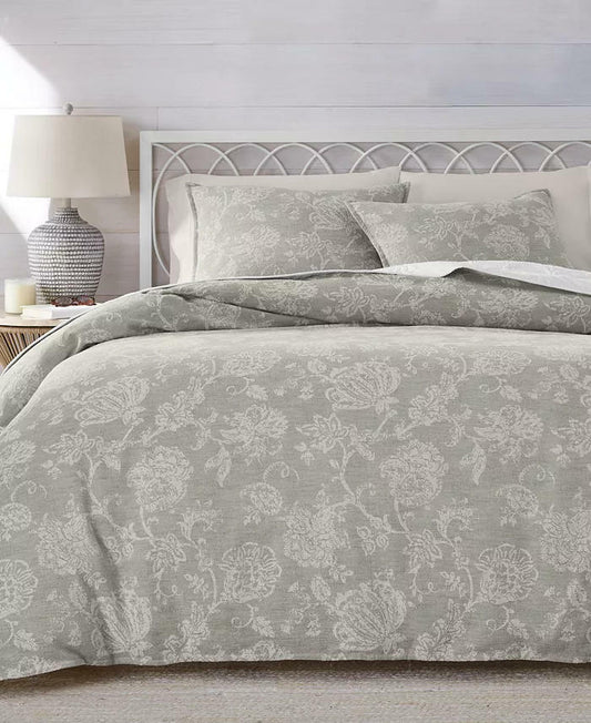 Charter Club Jacobean Chenille Duvet Set Full Queen Beige 3 Piece $350