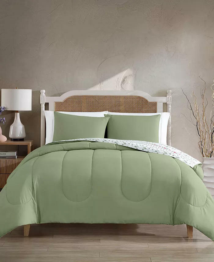 Hallmart Trisha Floral Comforter Set Full Queen Green White 3 Piece $80