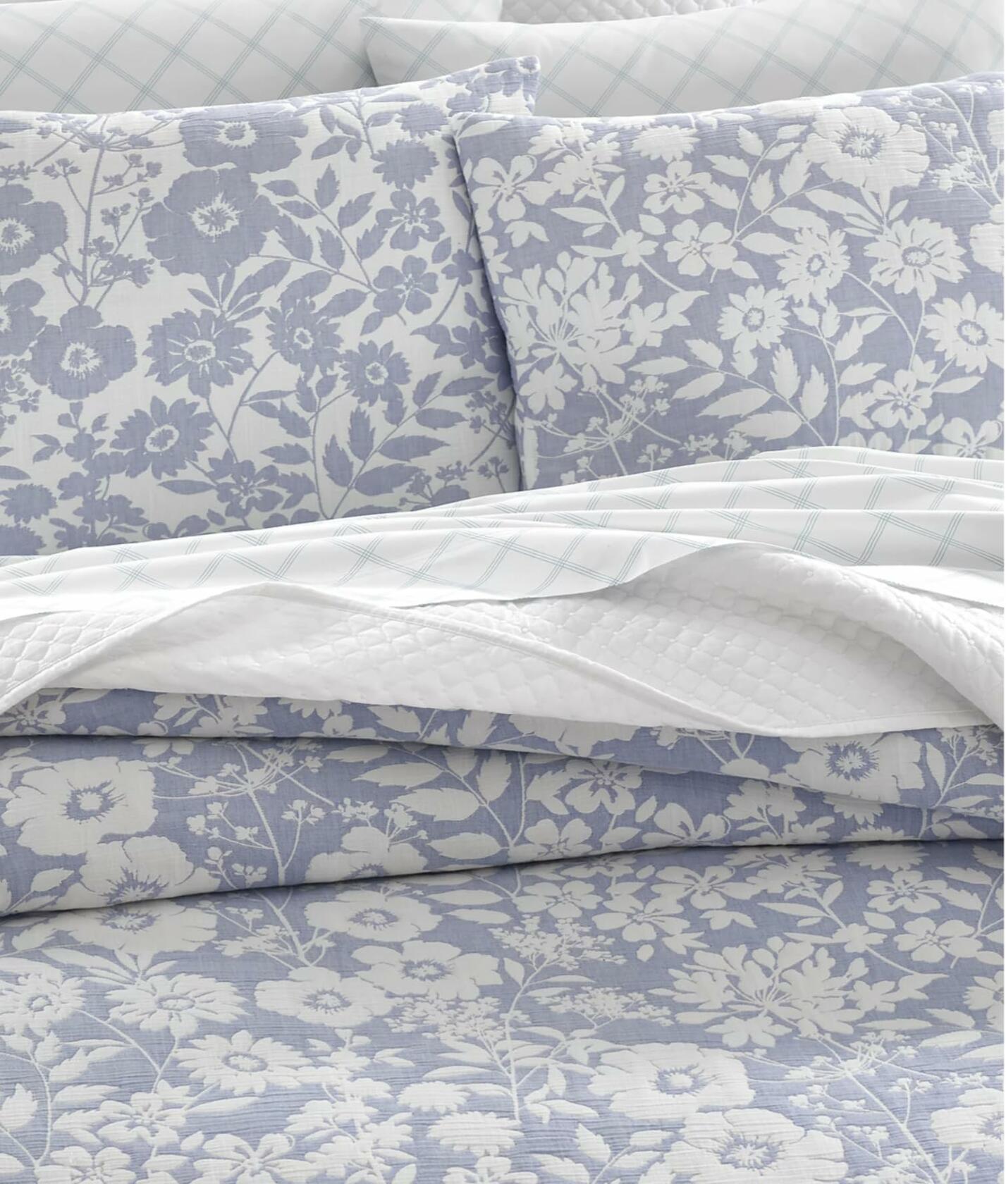 Charter Club Silhouette Floral Full Queen Comforter Set Blue White $360