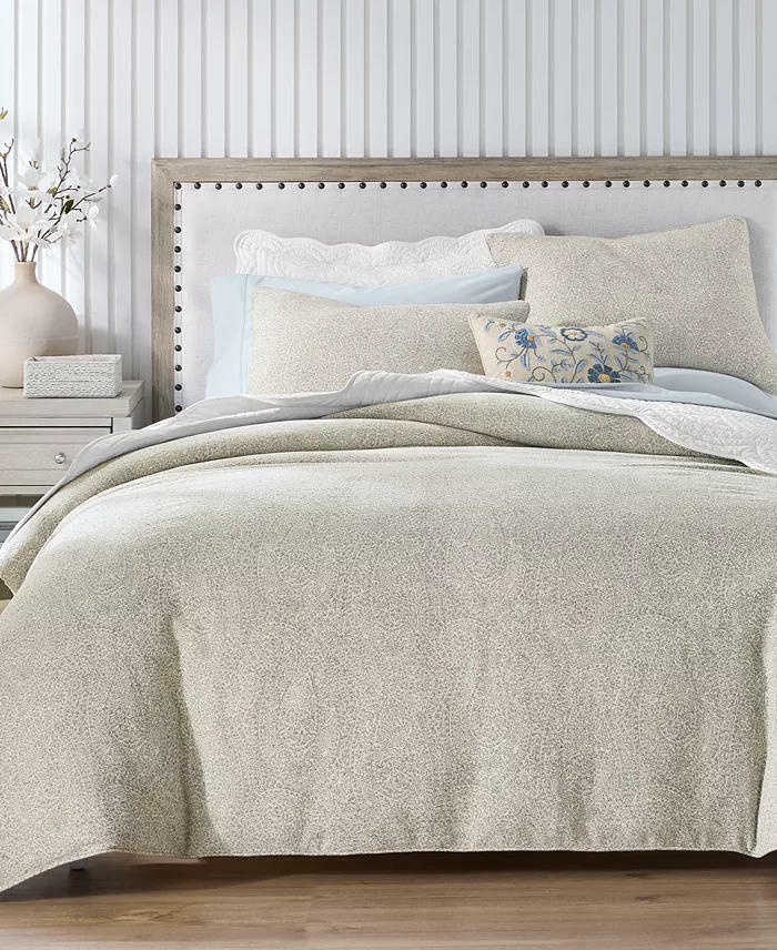 Charter Club Emilia Paisley King Three Piece Comforter Set Beige Blue $350