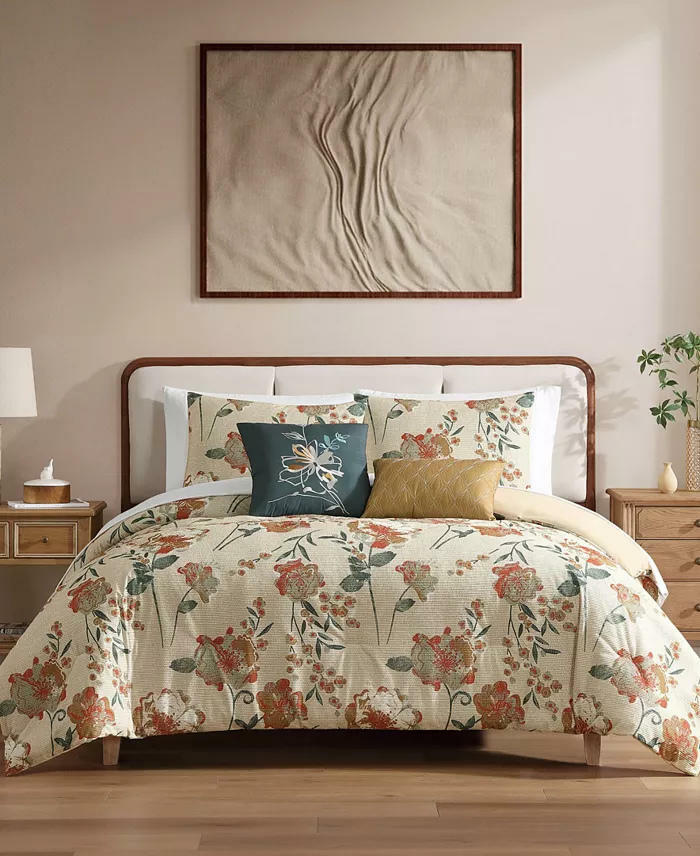 Drem Corduroy Queen Comforter Set 9-Pc Floral Mid-Weight $350