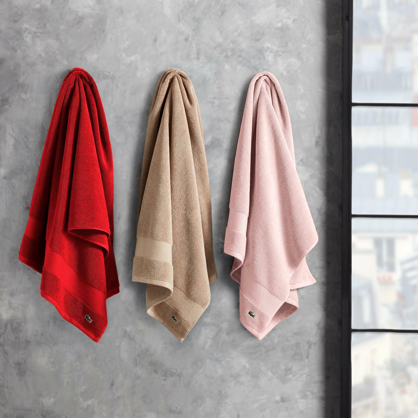 Lacoste Heritage 100% Supima Cotton Bath Towel, Light Pink, 30" x 54" – Highly Absorbent & Quick Drying, Premium Super Soft Bath Towel, Bathroom Essential, Gift for All Occasions, Machine Washable