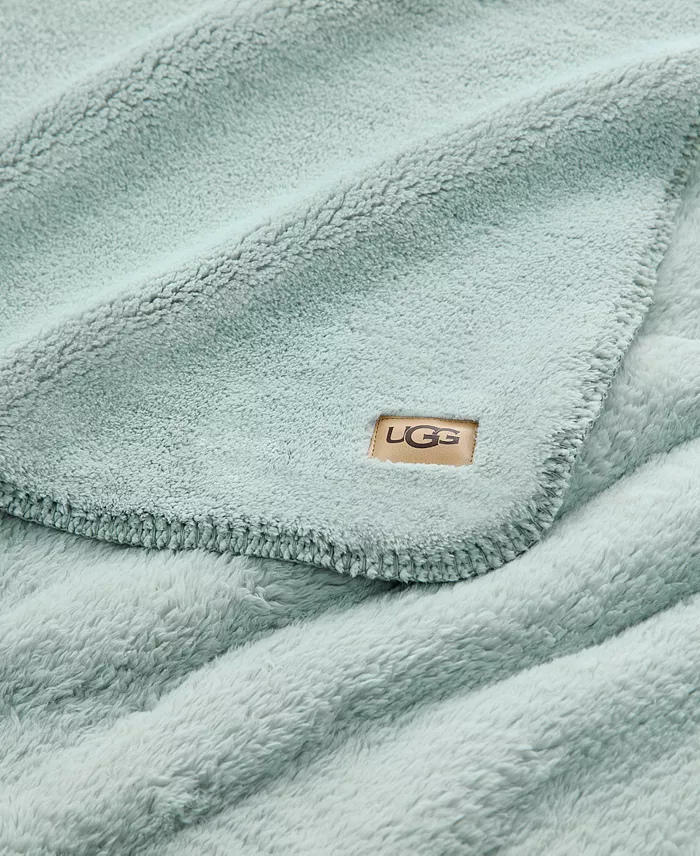 UGG Saige Plush Throw Blanket 50" x 70" Sky Gray Green $80