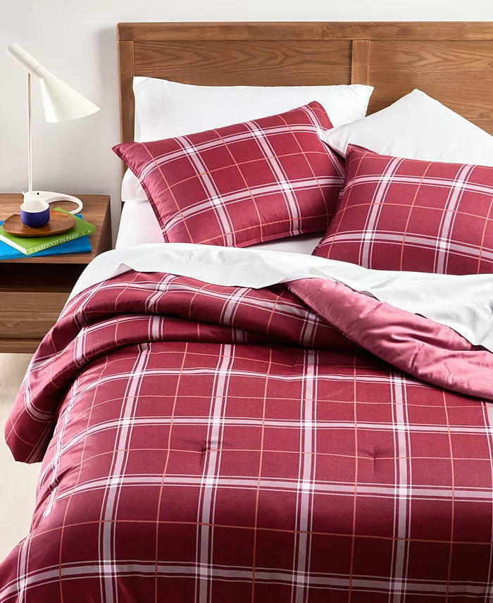 Arch Studio Windowpane Plaid 3 Piece Comforter Set Full Queen $200