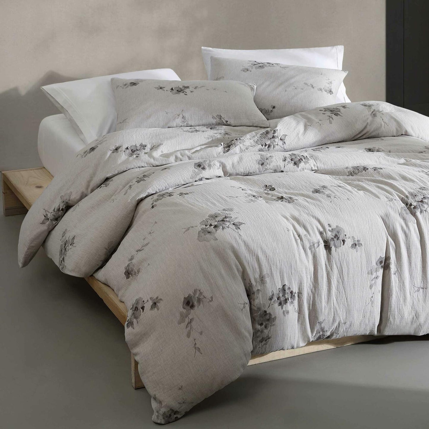 Calvin Klein Aquarelle Floral Cotton Melange Gauze 3 Piece Duvet Cover Set Queen $243