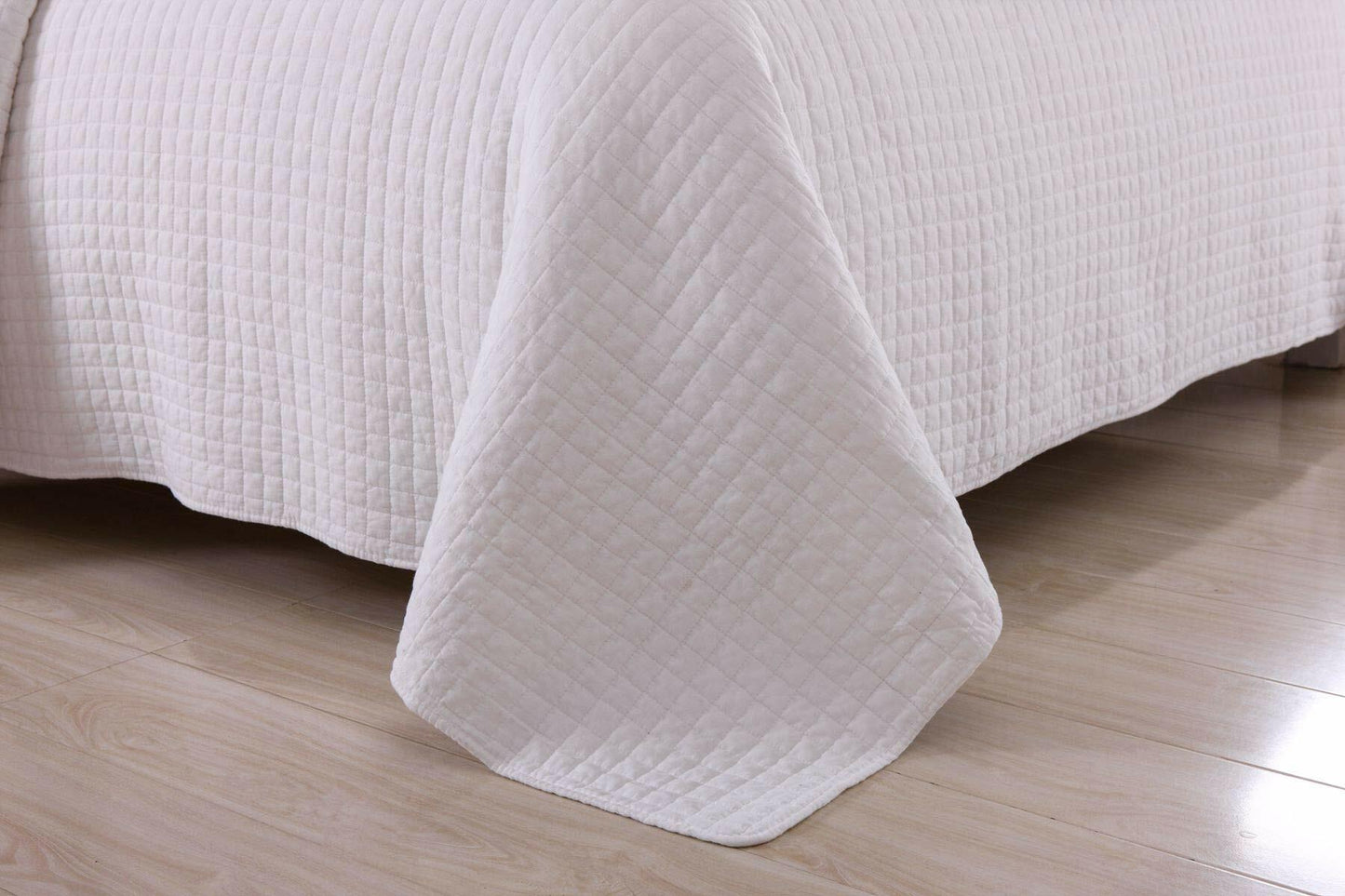 MarCielo 3 Piece 100% White Cotton Quilt Set Lightweight, White Cotton Bedspread (King)