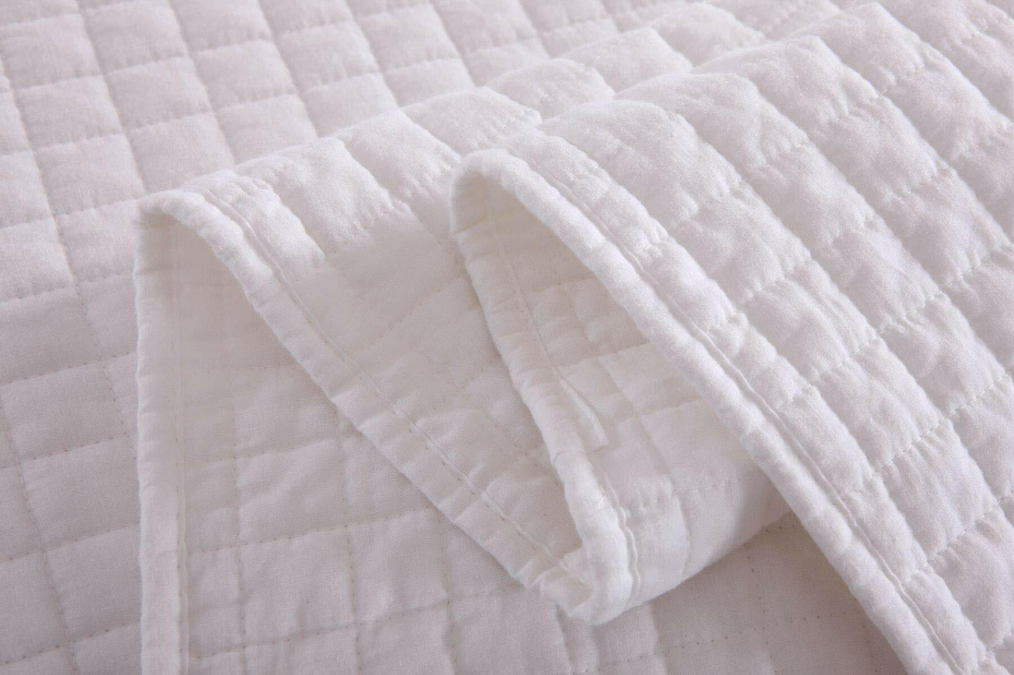 MarCielo 3 Piece 100% White Cotton Quilt Set Lightweight, White Cotton Bedspread (King)