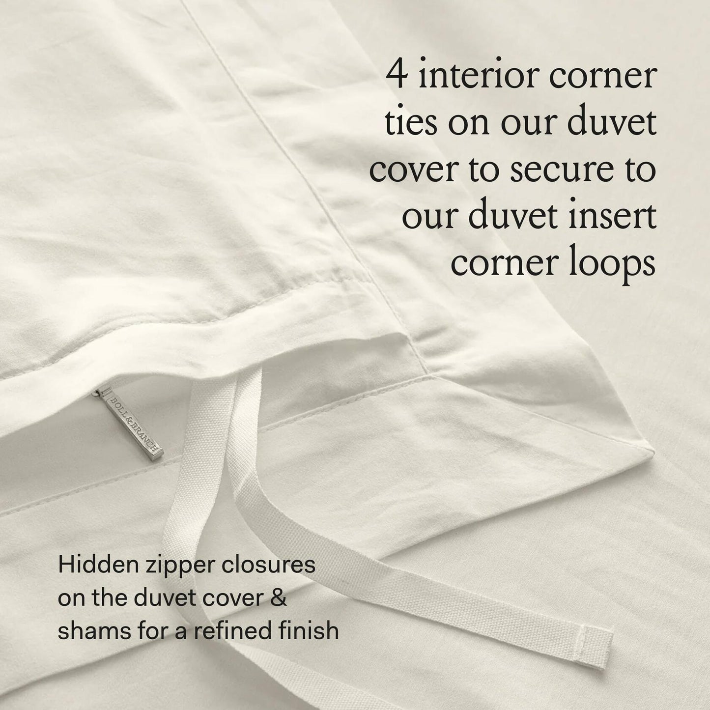 BOLL & BRANCH Signature Hemmed Duvet Set King/California $379 King, Cream - Luxury 100% Organic Cotton - 1 Duvet Cover, 2 Shams - Buttery Soft, Hidden Closures
