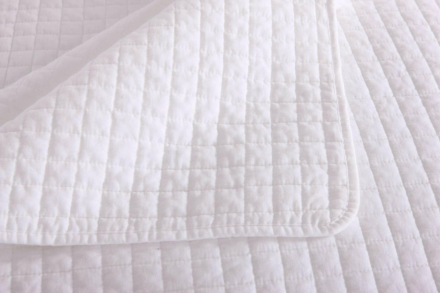 MarCielo 3 Piece 100% White Cotton Quilt Set Lightweight, White Cotton Bedspread (King)