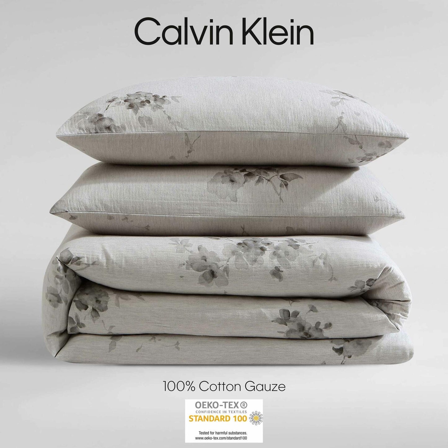 Calvin Klein Aquarelle Floral Cotton Melange Gauze 3 Piece Duvet Cover Set Queen $243