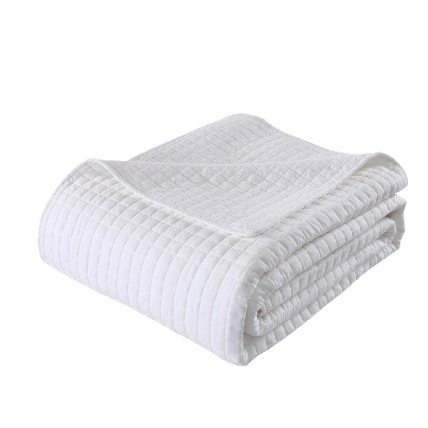 MarCielo 3 Piece 100% White Cotton Quilt Set Lightweight, White Cotton Bedspread (King)