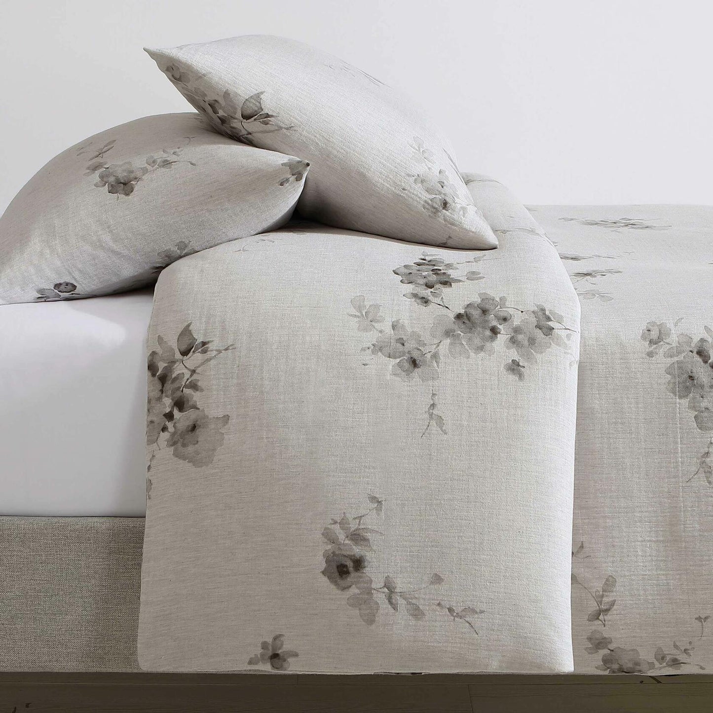 Calvin Klein Aquarelle Floral Cotton Melange Gauze 3 Piece Duvet Cover Set Queen $243