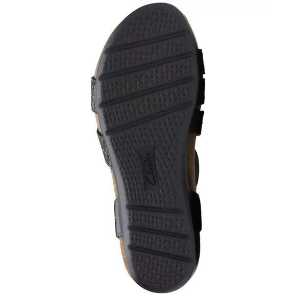 Clarks Calenne Clara Strappy Wedge Sandals Black MSRP $95