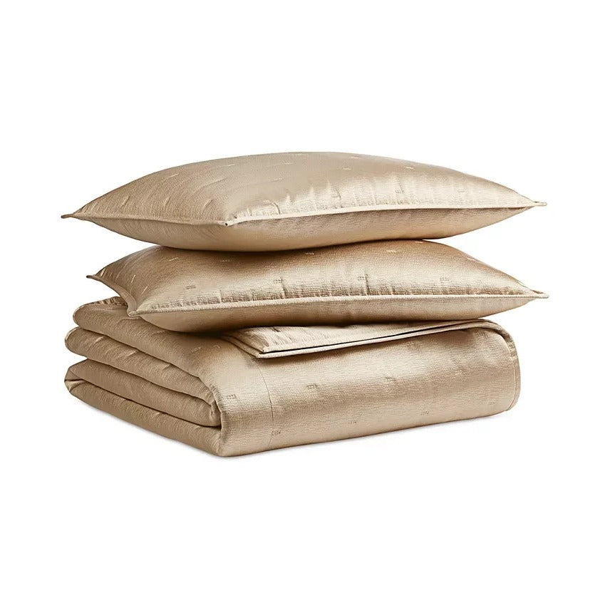 Hotel Collection Glint 3 Piece Coverlet Set New Full Queen Gold MSRP $430