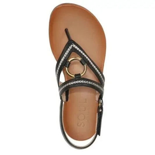 SOUL Naturalizer Sunny Thong Slingback Sandals Black 6 Wide Comfort $100
