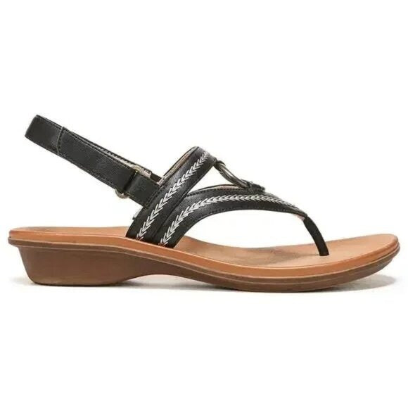 SOUL Naturalizer Sunny Thong Slingback Sandals Black 6 Wide Comfort $100