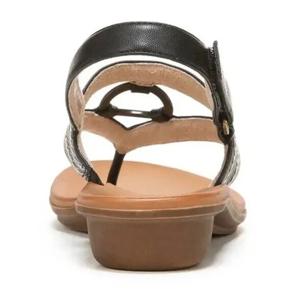 SOUL Naturalizer Sunny Thong Slingback Sandals Black 6 Wide Comfort $100