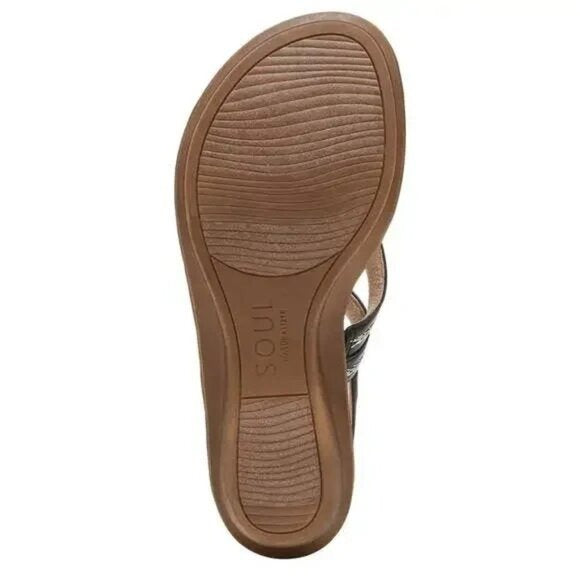 SOUL Naturalizer Sunny Thong Slingback Sandals Black 6 Wide Comfort $100